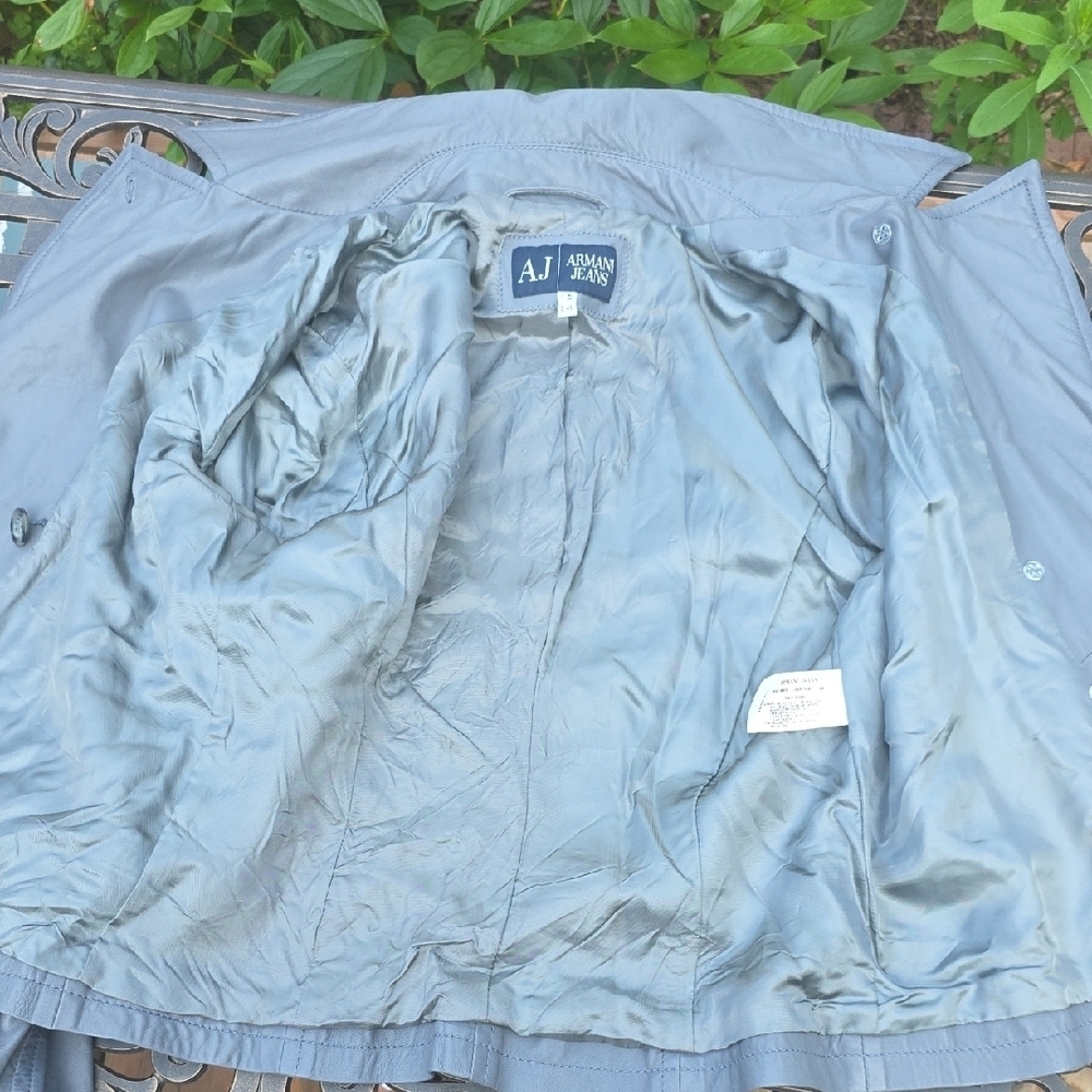 Armani Jeans Women's Gray Leather Jacket - Picture 10 of 12